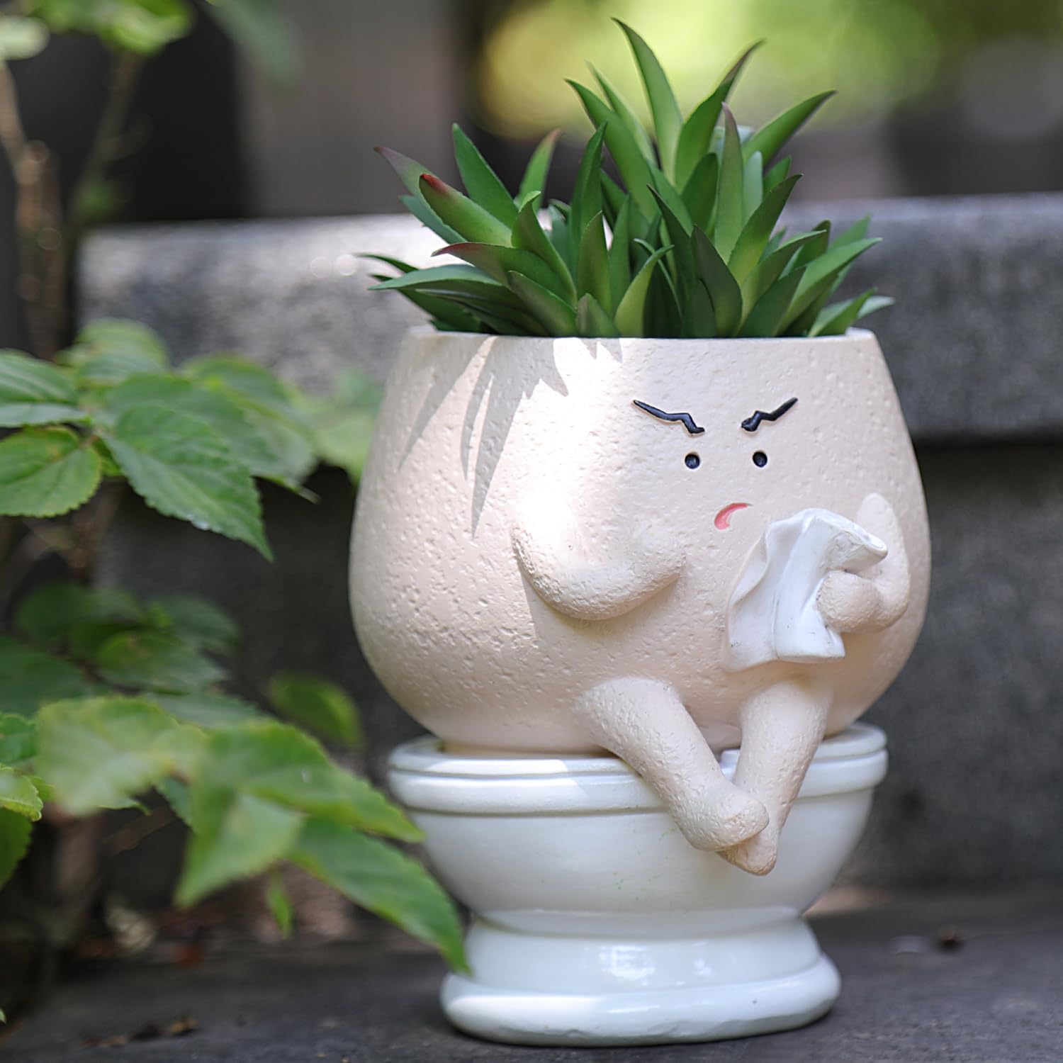 Witziger, Toilettenförmiger Blumentopf Für Zimmerpflanzen Niedlicher, Selbstbewässernder Blumentopf Für Sukkulenten Einzigartiger, Kopfförmiger Blumentopf