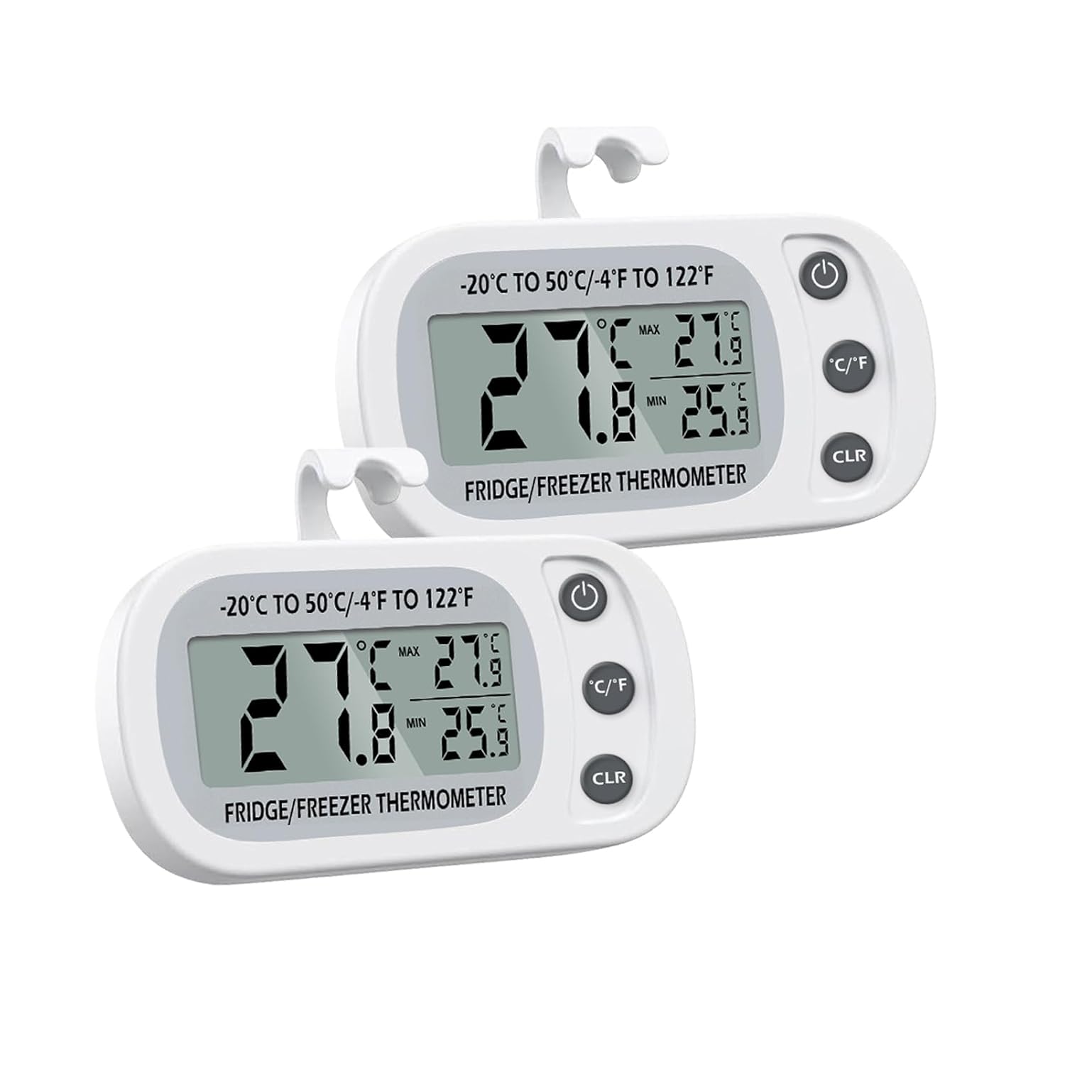 2er-pack Wasserdichte Digitale Kühlschrank- Und Gefrierschrankthermometer Mit Magnet (weiß)