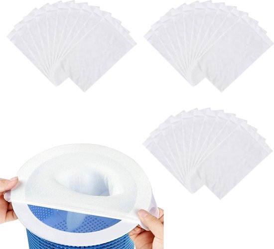 30er-packung Poolskimmer-filterabdeckungen, Ultrafeines Nylon, Weiß