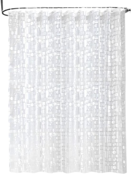 Verdickter, 180 X 200 Cm Großer, Weißer Peva-duschvorhang Mit 3d-geometrie, Wasserdicht