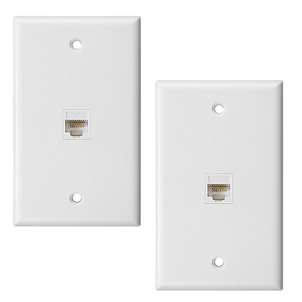Ein Set Aus Zwei Ethernet-einzelanschluss-wandpanels Mit Rj45-kupplungssteckern (buchse Auf Buchse).
