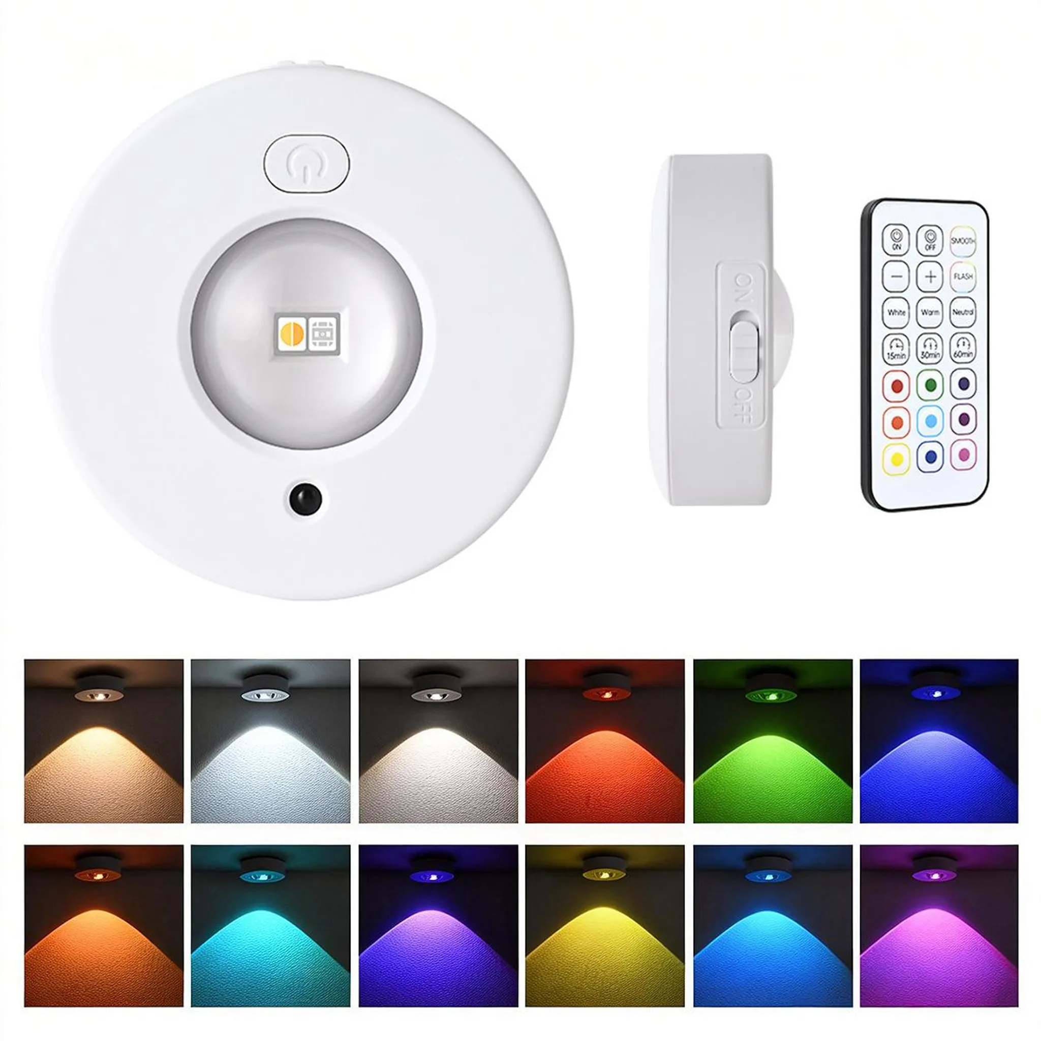 Wiederaufladbarer Led-schrankstrahler, Kabellose Schrankunterbeleuchtung Mit Fernbedienung Und Farbwechselfunktion, Magnetischem Design Und Dimmbar.