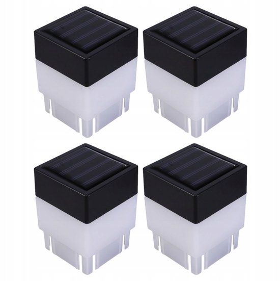4er-pack – Led-solar-säulenleuchten – 7x7 Solar-säulenleuchten – Solar-gartenbeleuchtung – Stehende Gartenleuchten Für Den Außenbereich – Solar-zaunleuchten – Weiß
