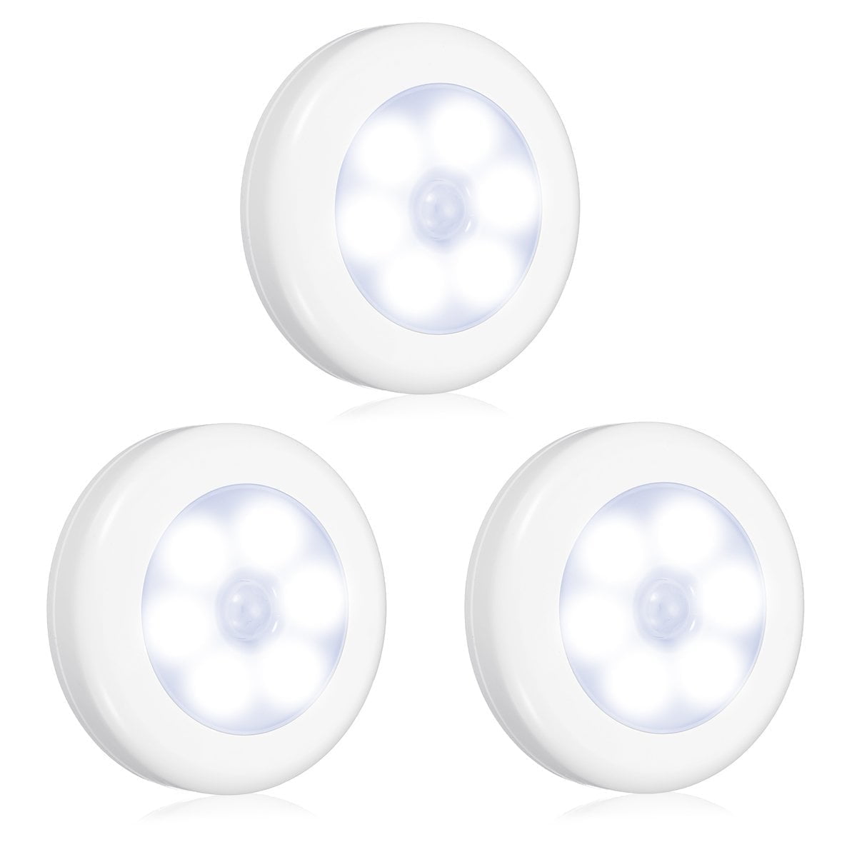 3er-pack Led-scheibenleuchte Mit Bewegungsmelder, Kabellose Led-nachtleuchte, Magnetische Klebeleuchte – Weißes Licht