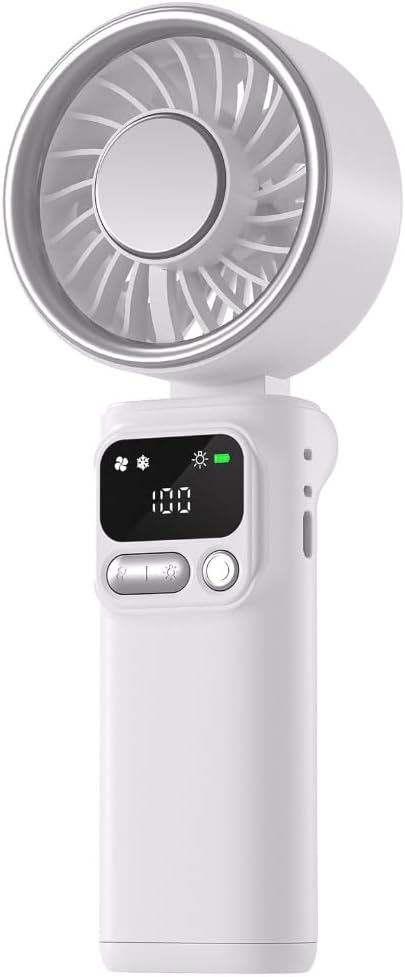 Faltbarer Eis-kühlventilator, Tragbarer Mini-außenventilator, Starker Luftstrom, Einstellbare Geschwindigkeiten, Usb-aufladbar, Handlicher Ventilator, Weiß