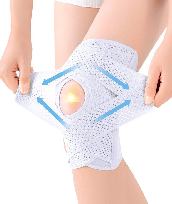 Kniebandage Für Damen – Klettverschluss – Gelpolster Für Die Kniescheibe – Orthopädische Einlagen Für Herren – Gelenkschmerzen Bei Arthrose – Sport – Weiß – Xxl