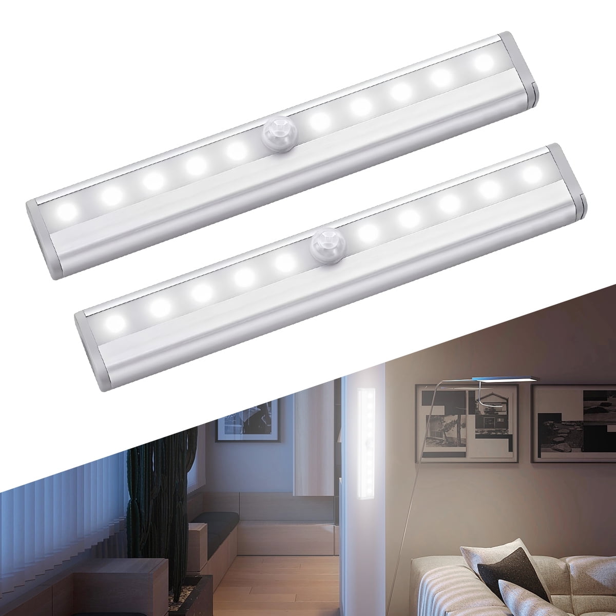 Bewegungsaktiviertes Nachtlicht, Bewegungsaktivierter Lichtstreifen Für Wohnmobile, Geeignet Für Reisen, Wohnwagen Und Campingwagen, 10 Leds, 2 Streifen – Weißes Licht