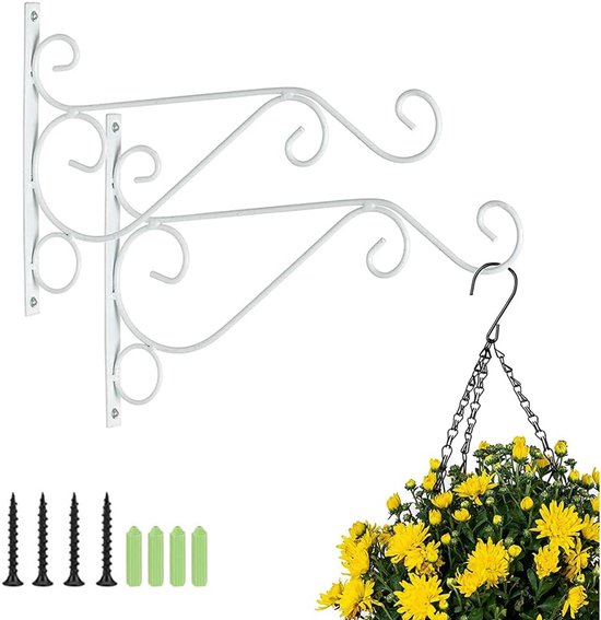 Pflanzenhaken, 2 Stück, 31 Cm, Blumenhaken, Wandhaken, Pflanzenhänger, Wandhaken Für Hängekörbe, Für Pflanzen, Vogelfutterhäuschen, Windspiele, Laternen, Weiß