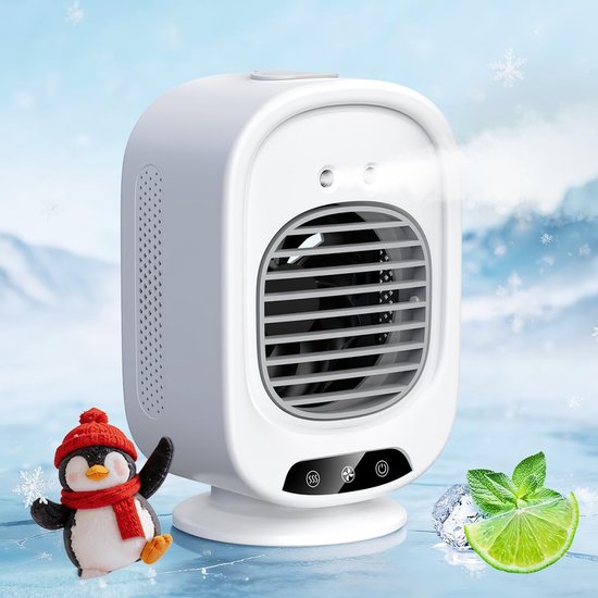 Tragbarer 2-in-1-klimaanlagenventilator, Weiße Deluxe-edition, 3 Geschwindigkeitsstufen