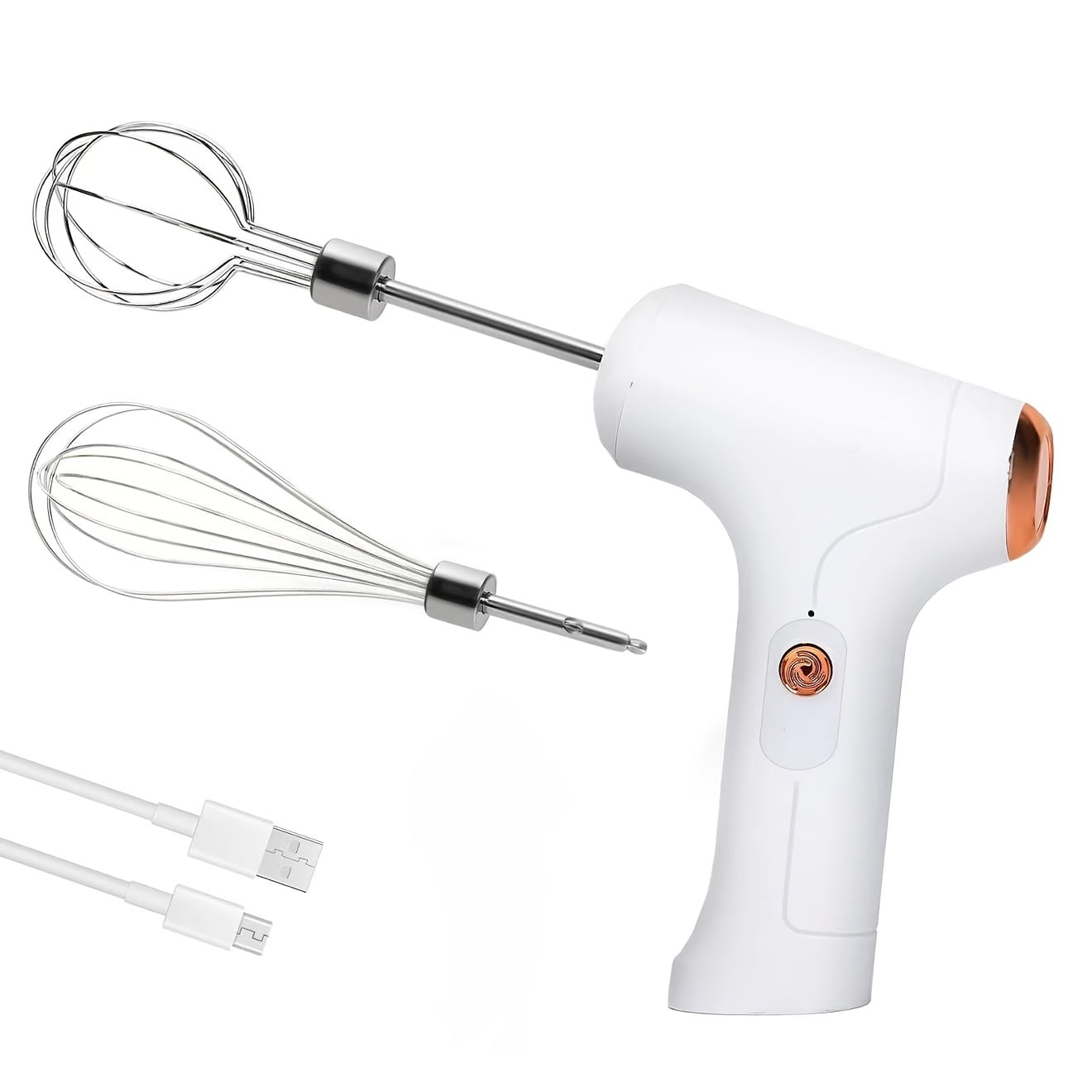 Stabmixer Kabelloser Elektrischer Stabmixer Für Zuhause – Usb-aufladung – Edelstahl 304 – 3 Geschwindigkeitsstufen Für Küche Und Backen (weiß)