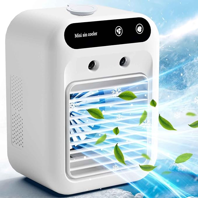 Kompakte, Tragbare Klimaanlage, 3-in-1-luftkühler, Zwei Nebelstufen, Leistungsstarke Lüftergeschwindigkeit, Für Zimmer Und Wohnzimmer, Weiß