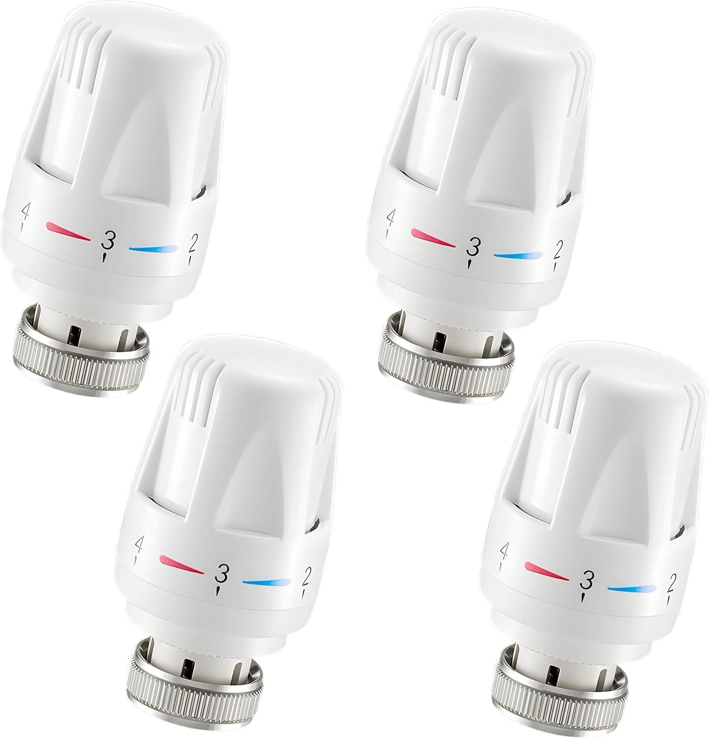 4-teiliges Thermostat-heizkörperventil-set – M30 × 1,5 Gewinde – Weiß – Geeignet Für Heizsysteme In Wohnhäusern Und Büros