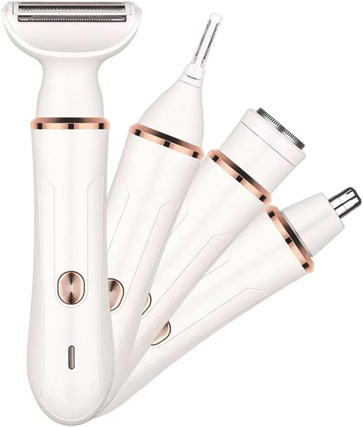 4-in-1 Damen-elektrorasierer- Und Trimmer-set, Usb-c-wiederaufladbares Nass-/trockenrasur-set Für Gesicht, Nase Und Körper (weiß)
