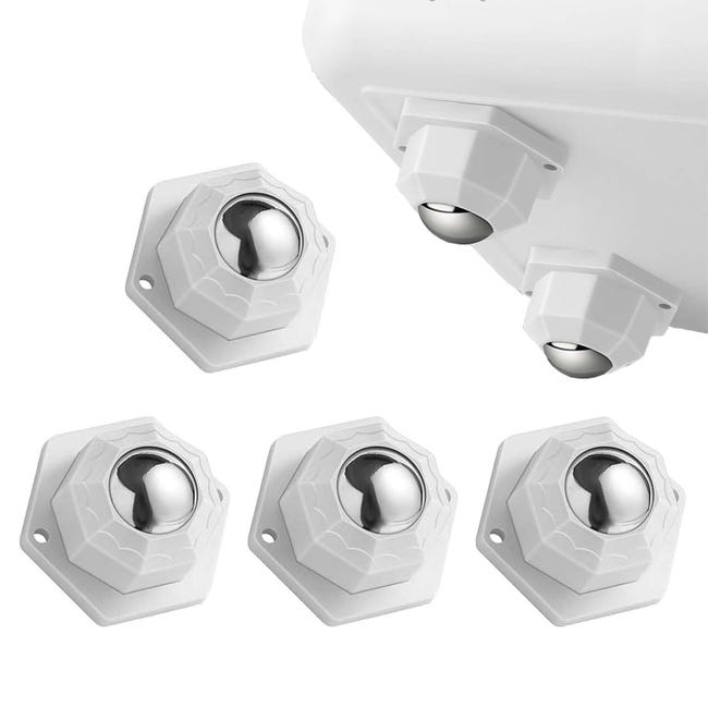 Ein Set Aus 4 Kleinen Weißen Klebe-lenkrollen, Geeignet Für Möbel, Mit Geräuscharmem Design Und 360-grad-drehung.