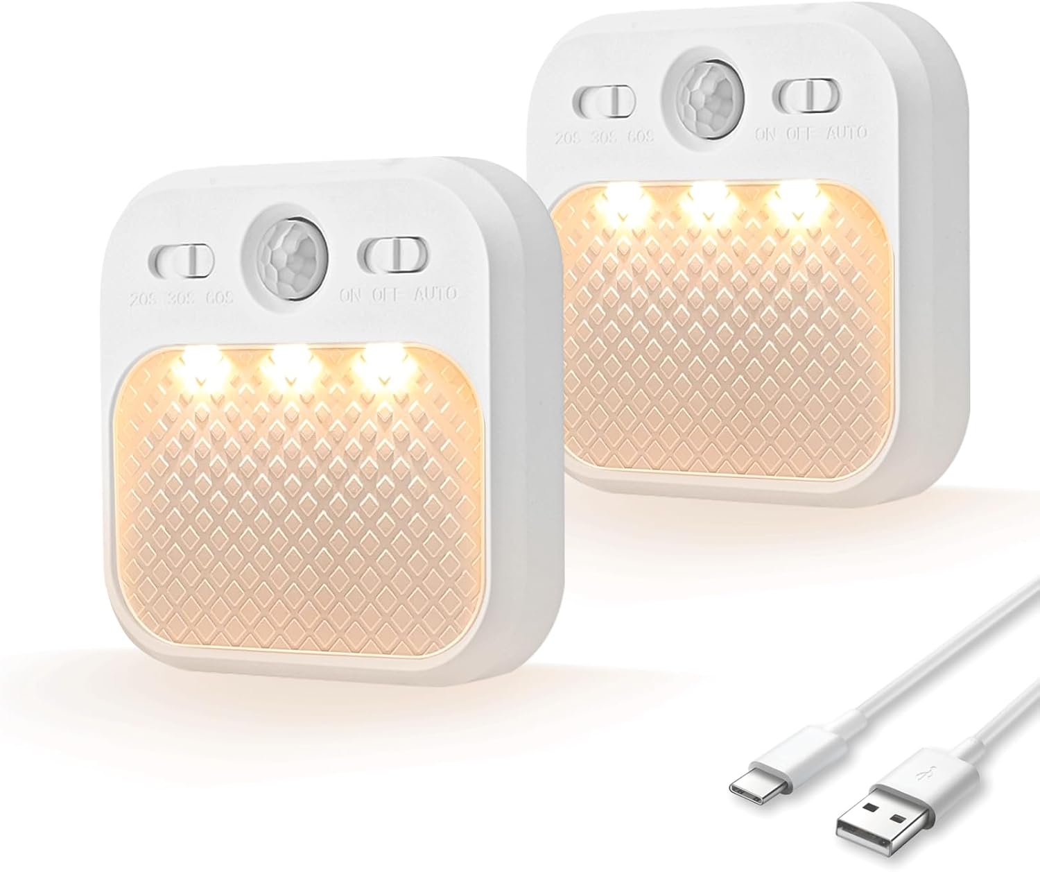 Nachtlicht Mit Bewegungsmelder – Magnetische Aufsteckleuchte – Mit Usb-kabel – 3 Erfassungsmodi – Für Flure – Schlafzimmer – Kinderzimmer – Treppenhäuser (2-teiliges Set)