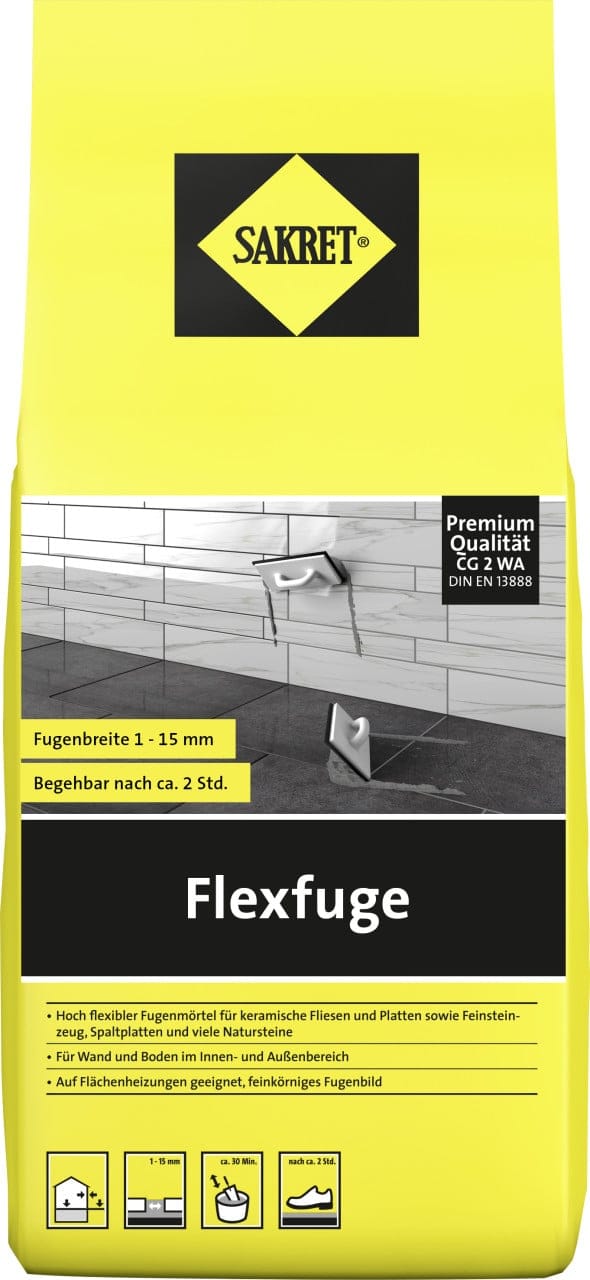 Flexfuge 1 - 15 mm zementgrau 1 kg Fugenmörtel - Sakret