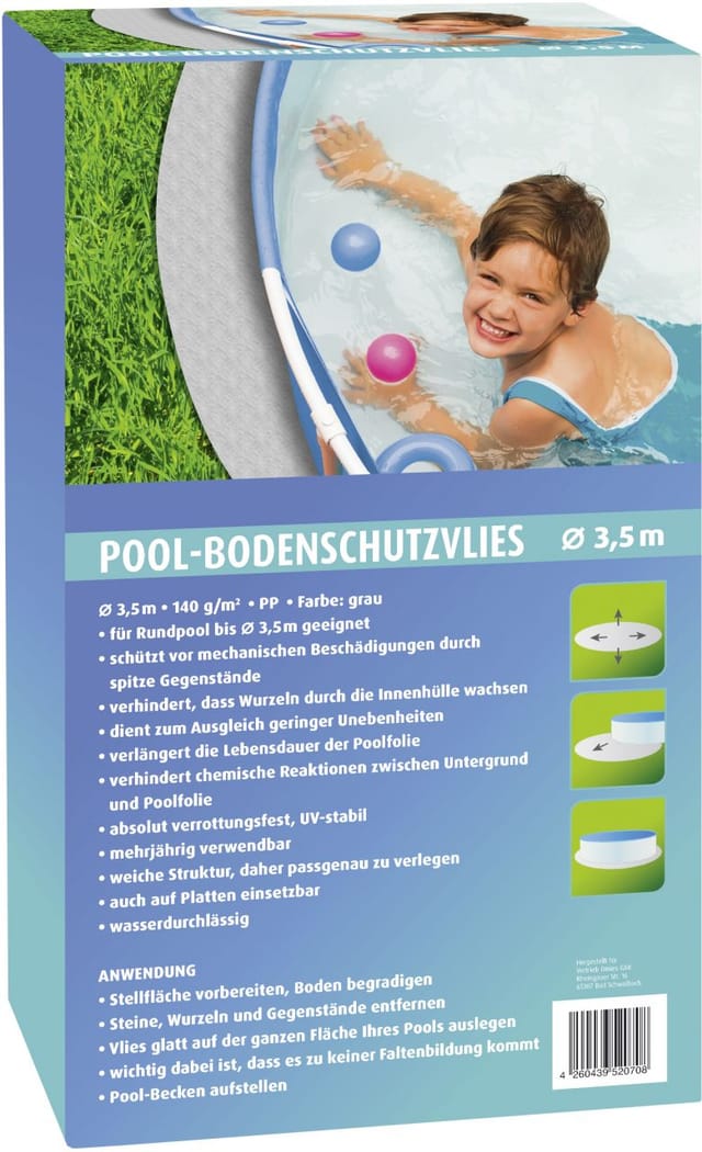 Premium Garden - Bodenschutzvlies für Pools ø 3,5 m hellgrau verrottungsfest
