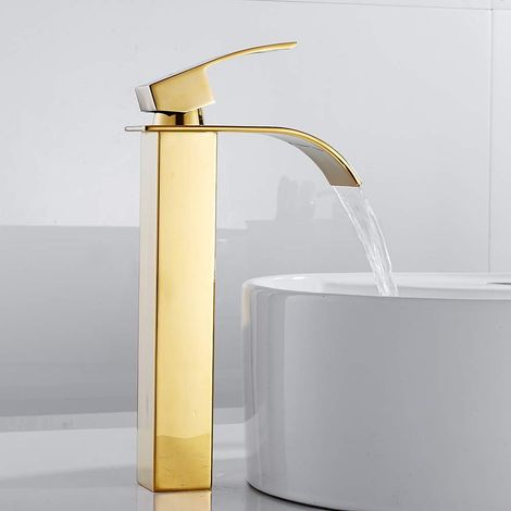 Hohe Badezimmerarmatur – Auslauf Aus Messing Mit Gold-finish – Einfache Montage