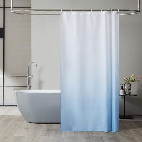 Kleiner Duschvorhang für Eckbadewanne, wasserdicht, schick, hellblauer Farbverlauf, 120 x 200 cm, lang, schimmelresistent, Polyestergewebe,
