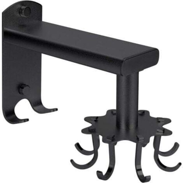 Wandmontierter Küchenutensilienhalter Ohne Bohren, Drehbarer Küchenhaken, Selbstklebendes Küchenregal Mit 8 Haken, Aluminium (schwarz)