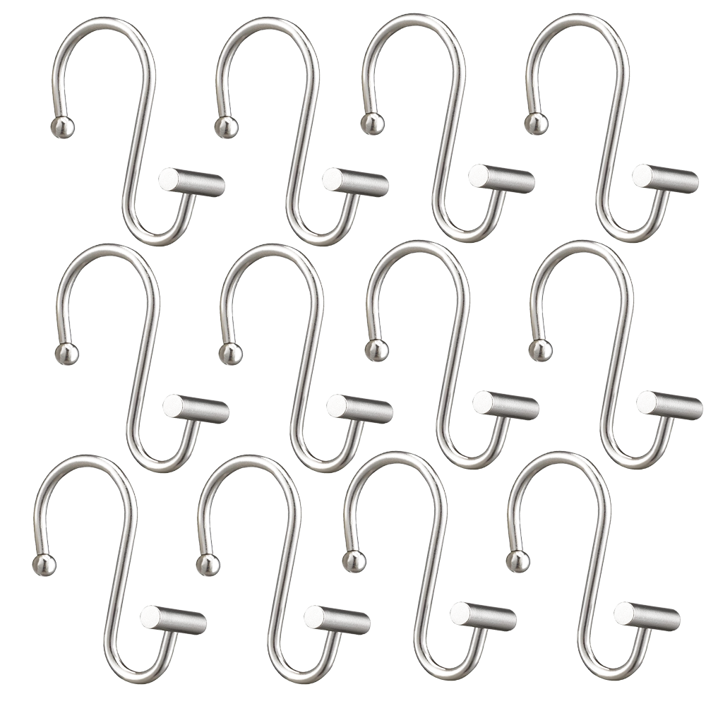 Duschvorhangringe, 12er-set Rostfreie S-förmige Haken, Mehrzweckhaken Für Duschvorhänge, Küchenutensilien, Kleidung, Legierungsmaterial, 7,2 X 5,6 Cm (mattes Nickel)