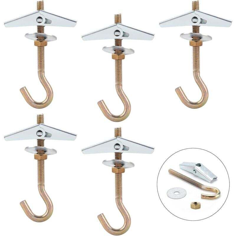 Basetbl – Deckenhaken Aus Verzinktem Stahl, 85 Mm – Tragkraft 15 Kg – 5er-set Haken Für Lampen Und Dekorationen – Sichere Montage