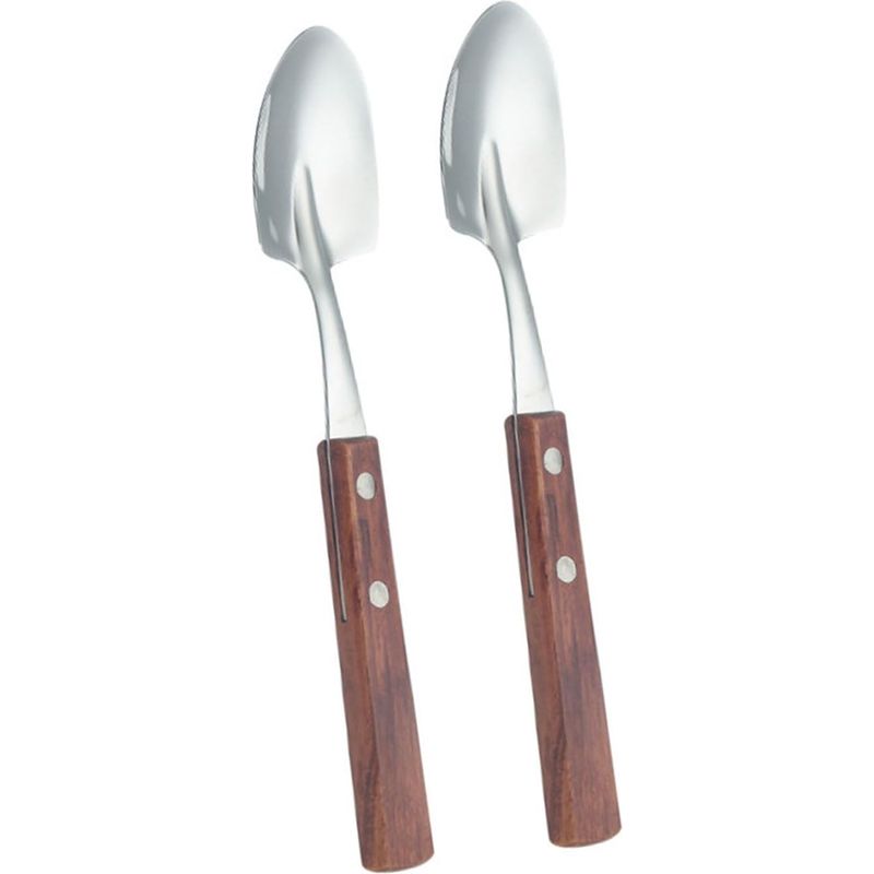 Set Mit 2 Eiskugelportionierern Aus Edelstahl Mit Holzgriffen Für