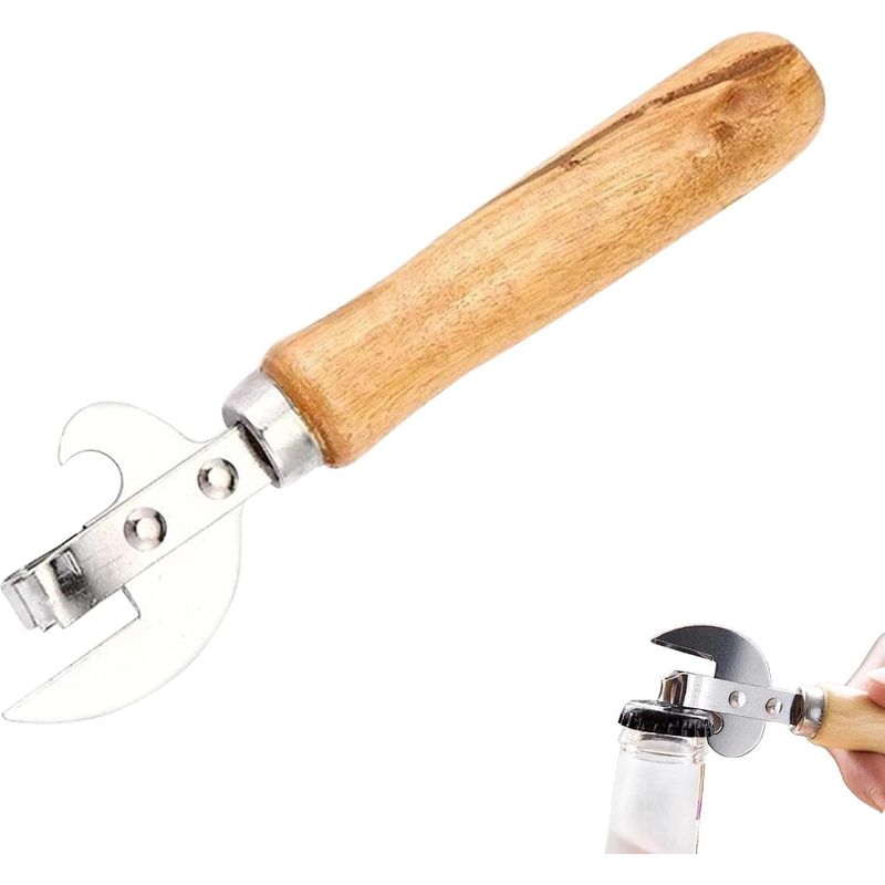 Manueller Dreh-dosenöffner/flaschenöffner Mit Holzgriff