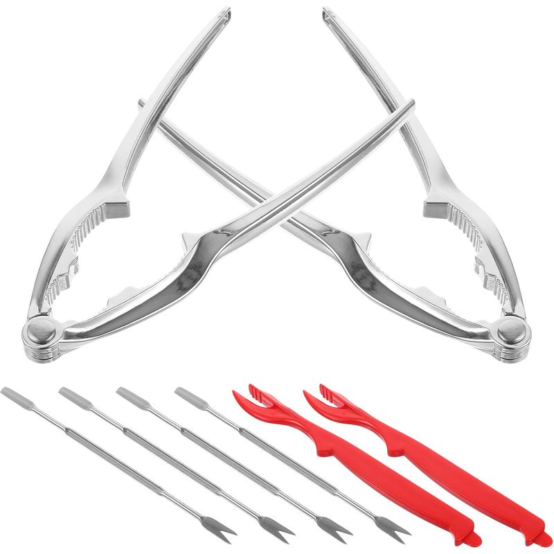 Set Mit 8 Krabbenzangen Und -pickern Aus Edelstahl