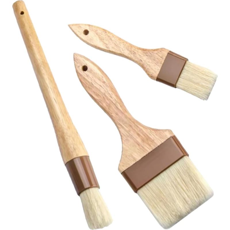 3-teiliges Set Naturborstenpinsel Mit Buchenholzgriffen