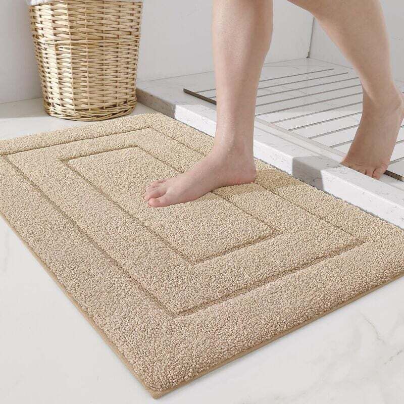 50 X 80 Cm Rutschfeste Badematte, Weiche Mikrofaser, Saugfähig, Maschinenwaschbar, Extra Dicke Duschmatte Für Badezimmer, Beige
