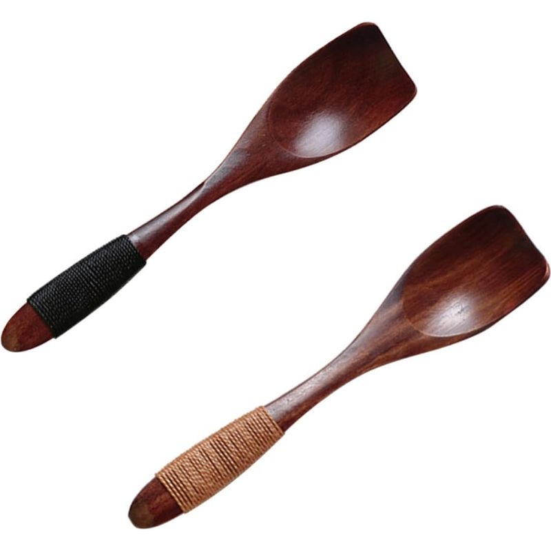 Vosarea Set Mit 2 Braunen Eiskugelportionierern Aus Holz, Japanischer Stil