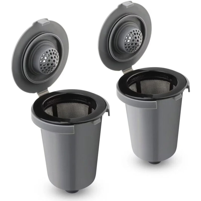 Set Mit 2 Wiederverwendbaren Kaffeefiltern, Grau – Universell Kompatibel