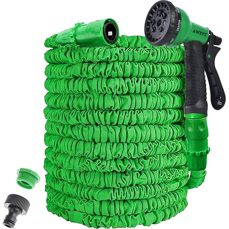 Ausziehbarer Gartenschlauch, 7,6 M/15,2 M/22,8 M/30,5 M/38 M/45,6 M, Leichter Magic Garden Schlauch Mit 7 Sprühmodi (15,2 M, Grün)