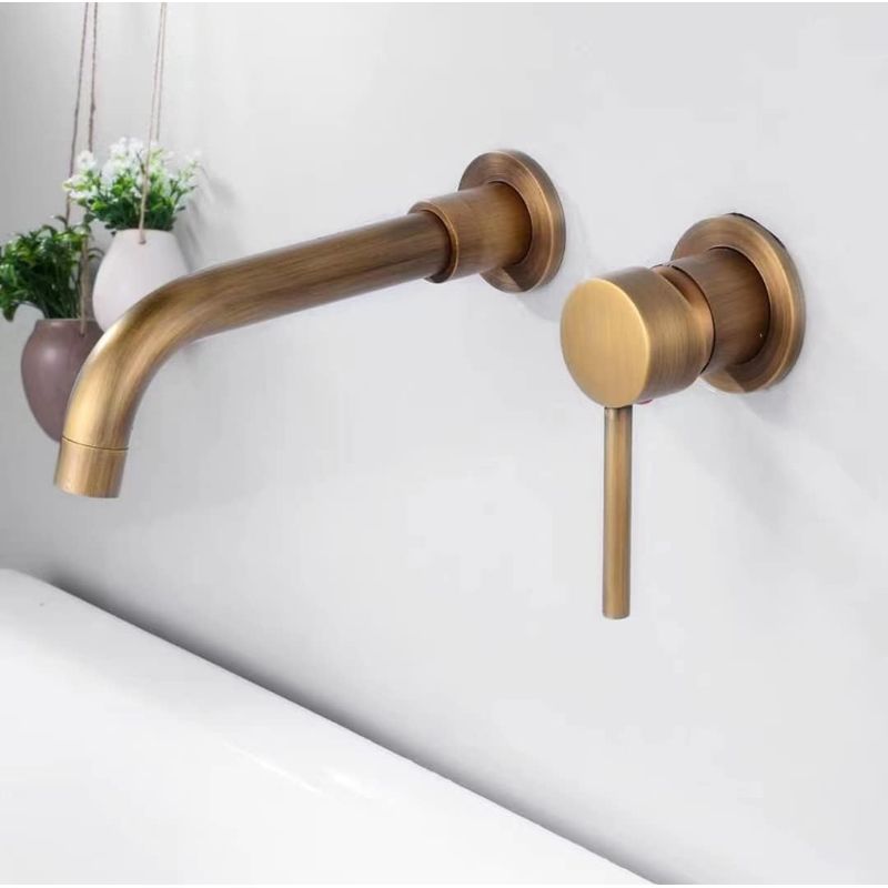 – Waschtischarmatur Aus Gebürstetem Messing – Warm-/kaltwasser-mischer – 210 Mm Langer Auslauf – Einhebelmischer – Mindestdruck 0,1 Mpa