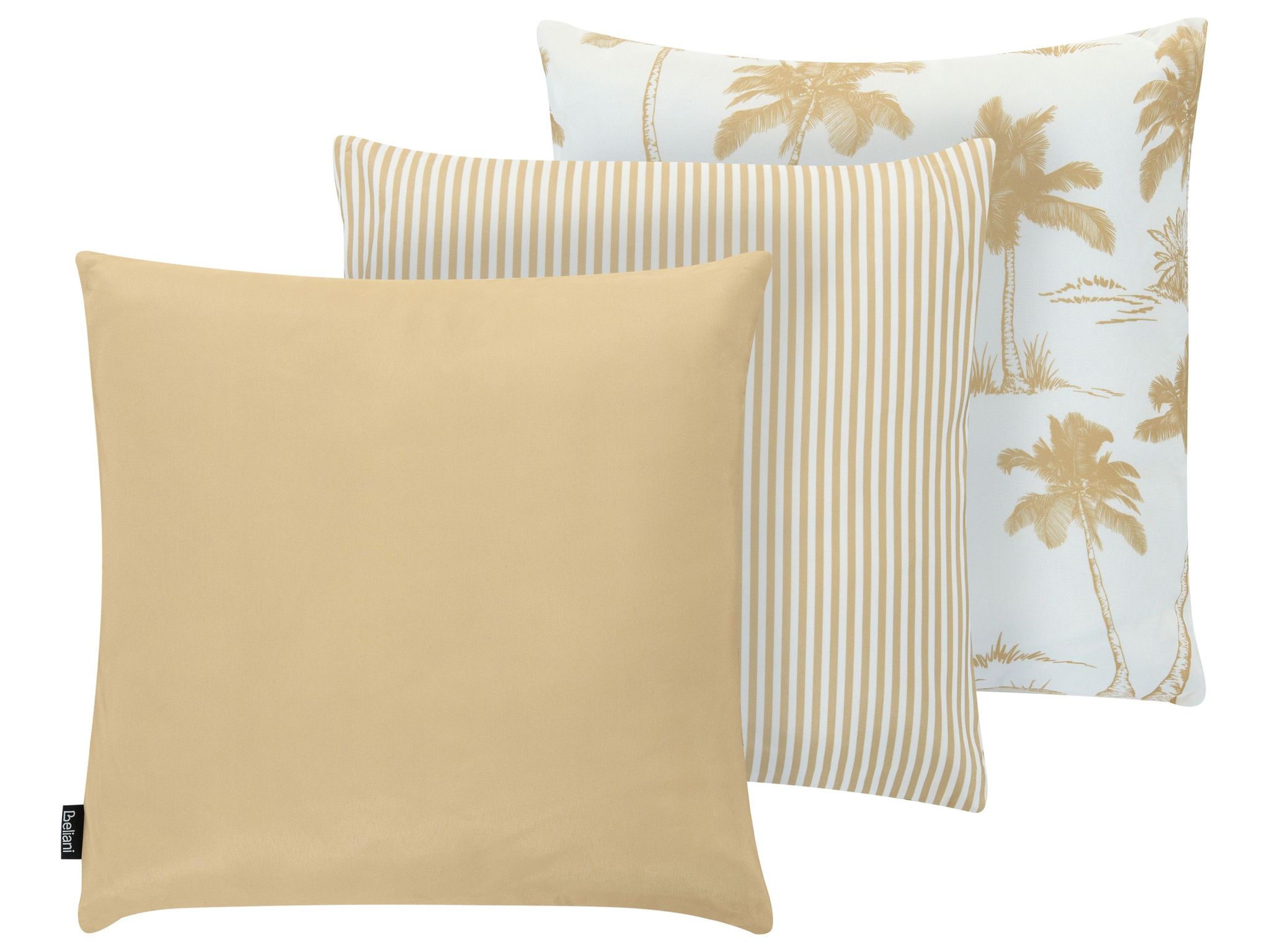 Gartenkissen 3er Set Arum Pflanzenmuster 45 X 45 Cm Beige / Weiß
