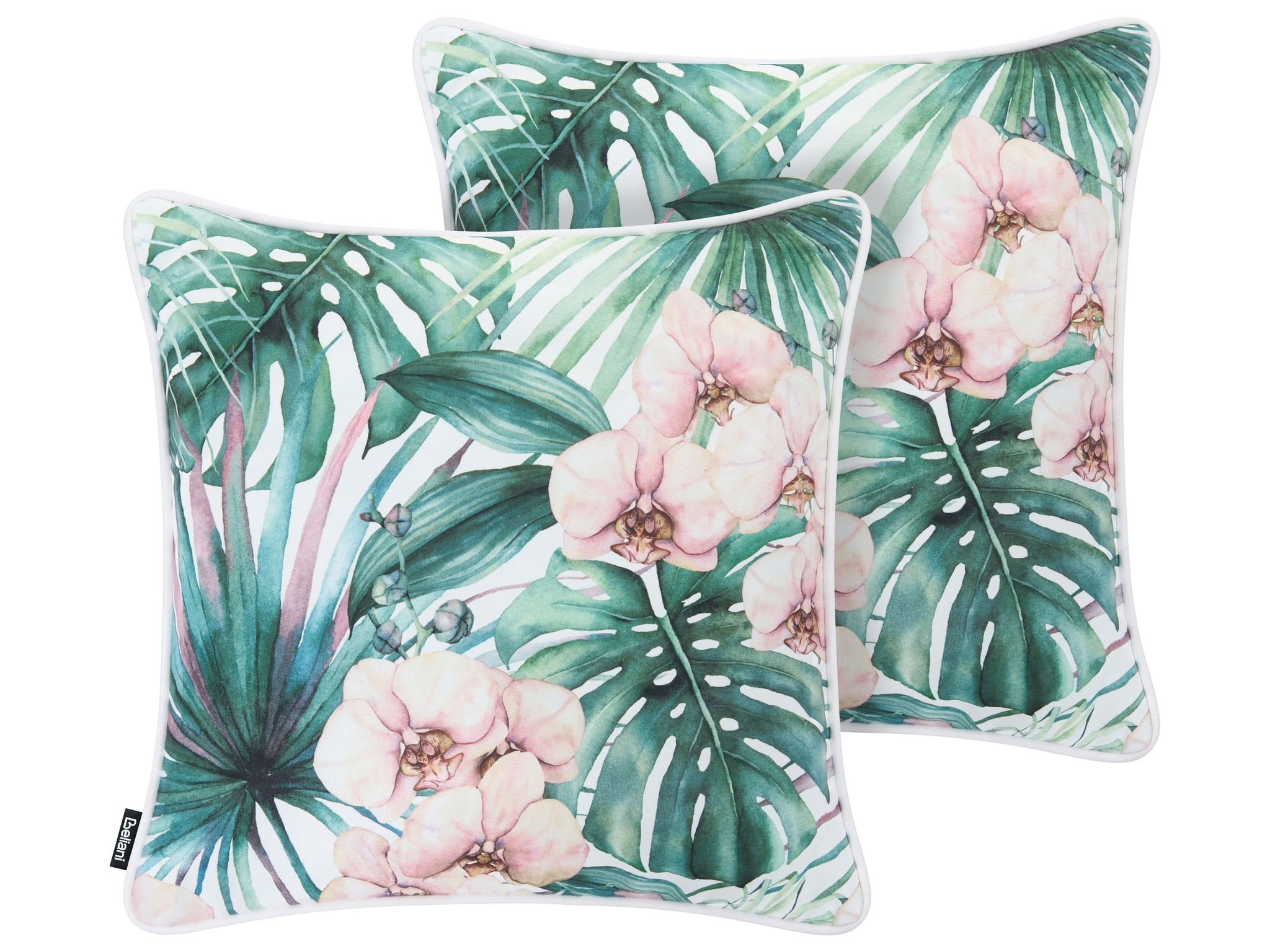 Gartenkissen 2er Set Allamanda Pflanzenmuster 45 X 45 Cm Grün
