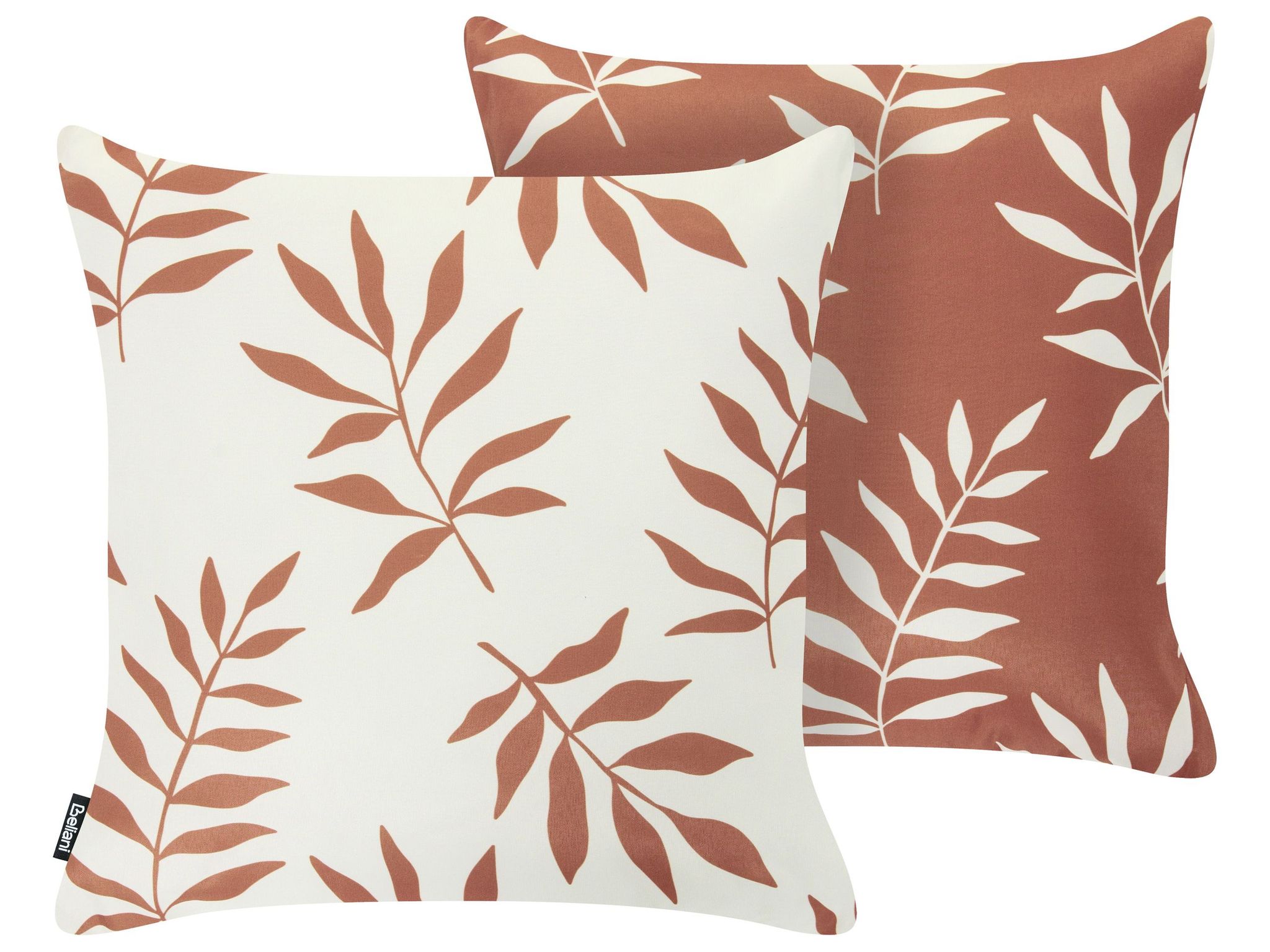 Gartenkissen 2er Set Cloverleaf Pflanzenmuster 45 X 45 Cm Rot / Weiß