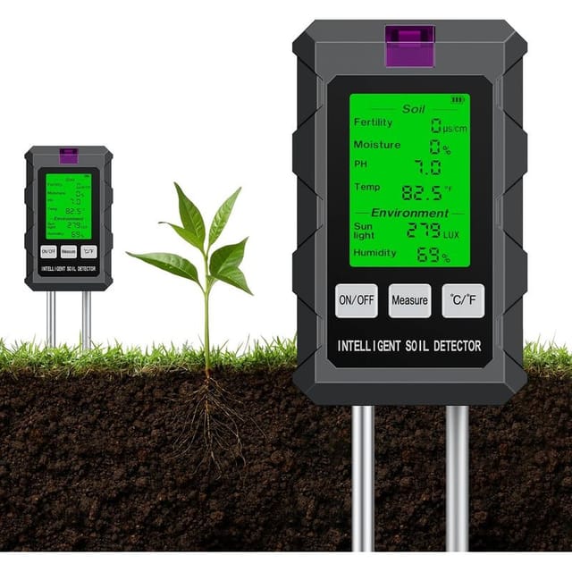 6-in-1 Bodentester Für Fruchtbarkeit, Feuchtigkeit, Ph-wert, Temperatur, Sonneneinstrahlung Und Luftfeuchtigkeit, Digitaler Boden-ph-tester Für Den Garten, Batteriebetrieben (batterien Im Lieferumfang