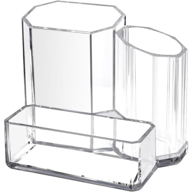 Acryl-stiftehalter Für Schreibtisch, Stiftehalter, Aufbewahrung Für Accessoires Und Make-up Mit 3 Fächern, Organizer Für Schule Und Zuhause