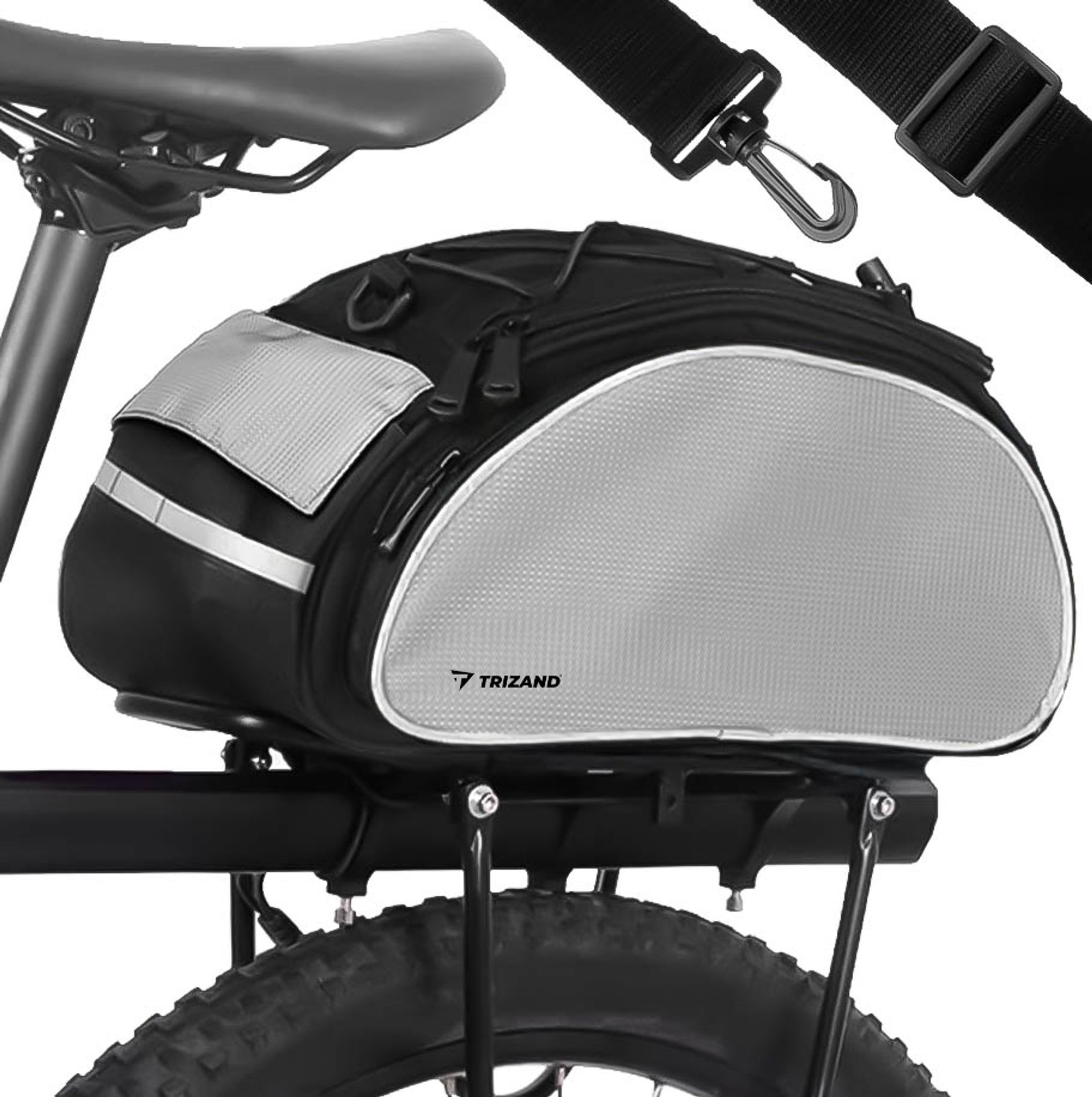 Fahrradtasche Für Gepäckträger 13 L Klett-befestigung Schultergurt Tragegriff Reflektoren Wasserabweisend Für Fahrrad Rennrad E-bike Motorrad Schwarz-grau 14096