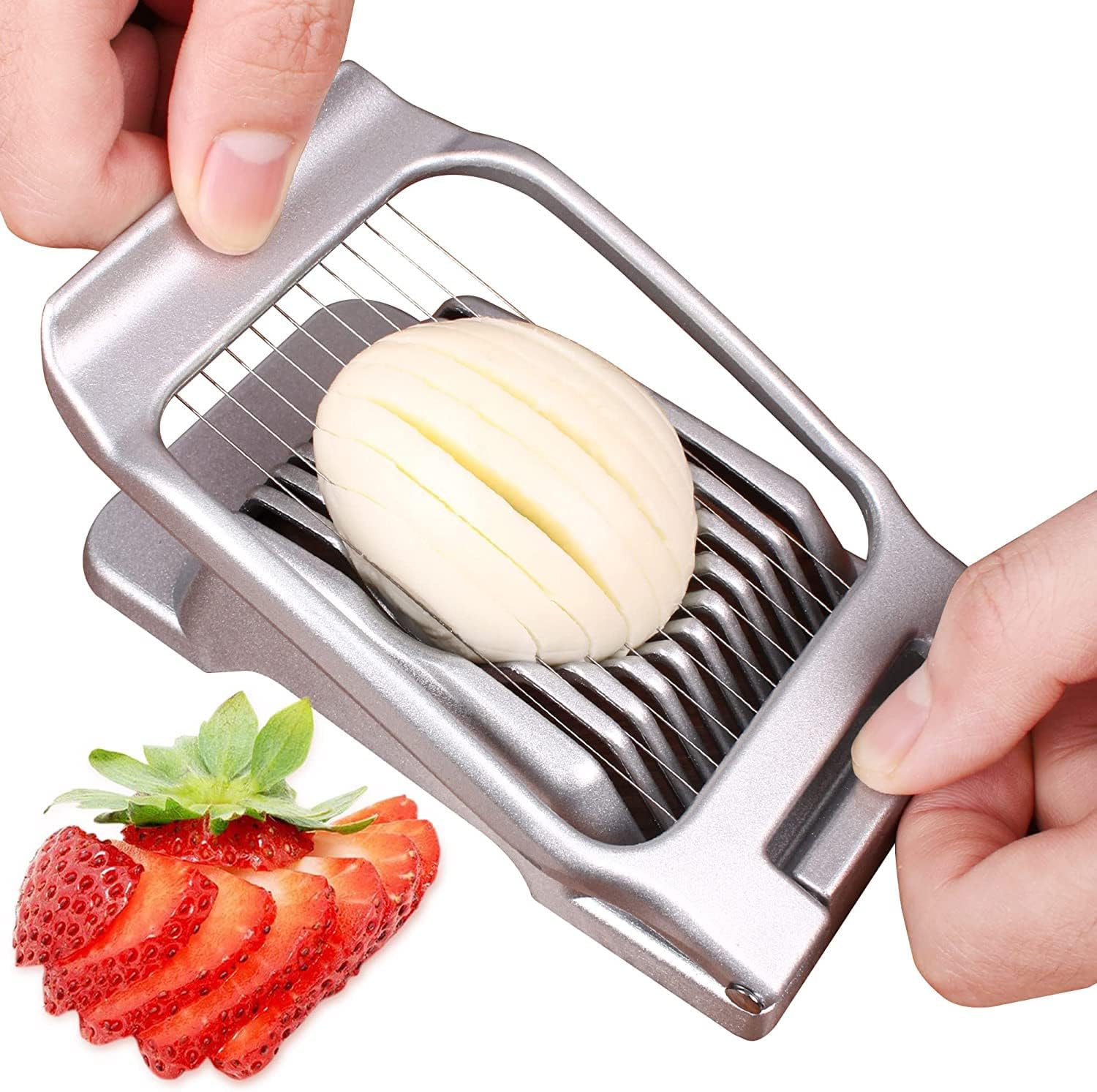Eierschneider Edelstahl, Eierteiler Schneiddrähte,eierschüttler, Kartoffelschneider, Eierharfe, Erdbeerschneider, Eieraufschläger, Mozzarella Schneider, Eischneidewerkzeug, Spülmaschinenfest