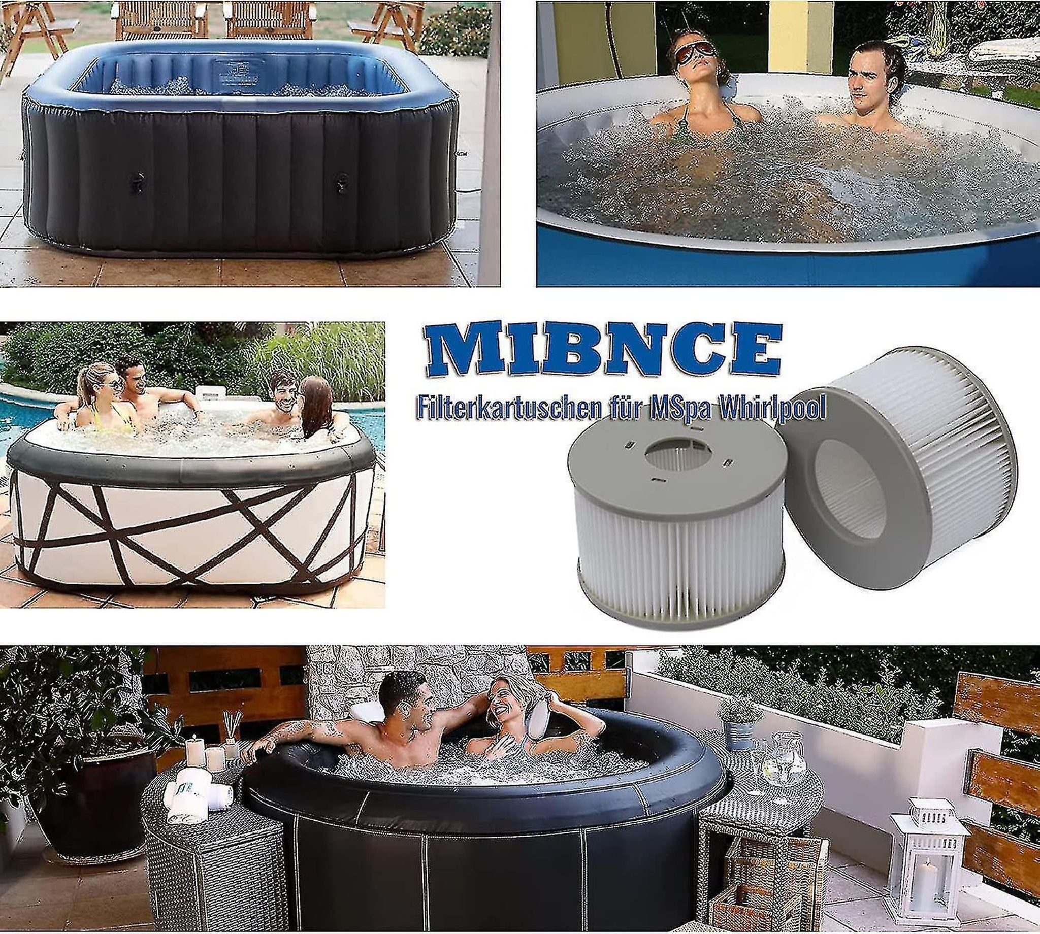 Packung Mit 8 Ersatzfilterkartuschen Für Mspa Aufblasbaren Pool, Whirlpool