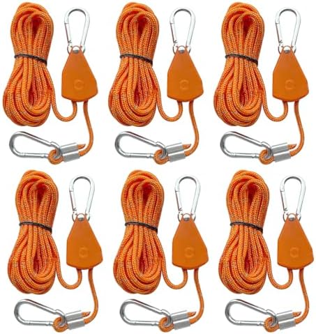 6 Stück 4m Reflektierend Abspannseile Seil, Abspannseile Mit Seilspanner, 4mm Leichte Abspannleine Zeltschnur, Abspannseile Camping, Seilratsche Mit Haken Für Zelt Zeltplane Camping (orange)