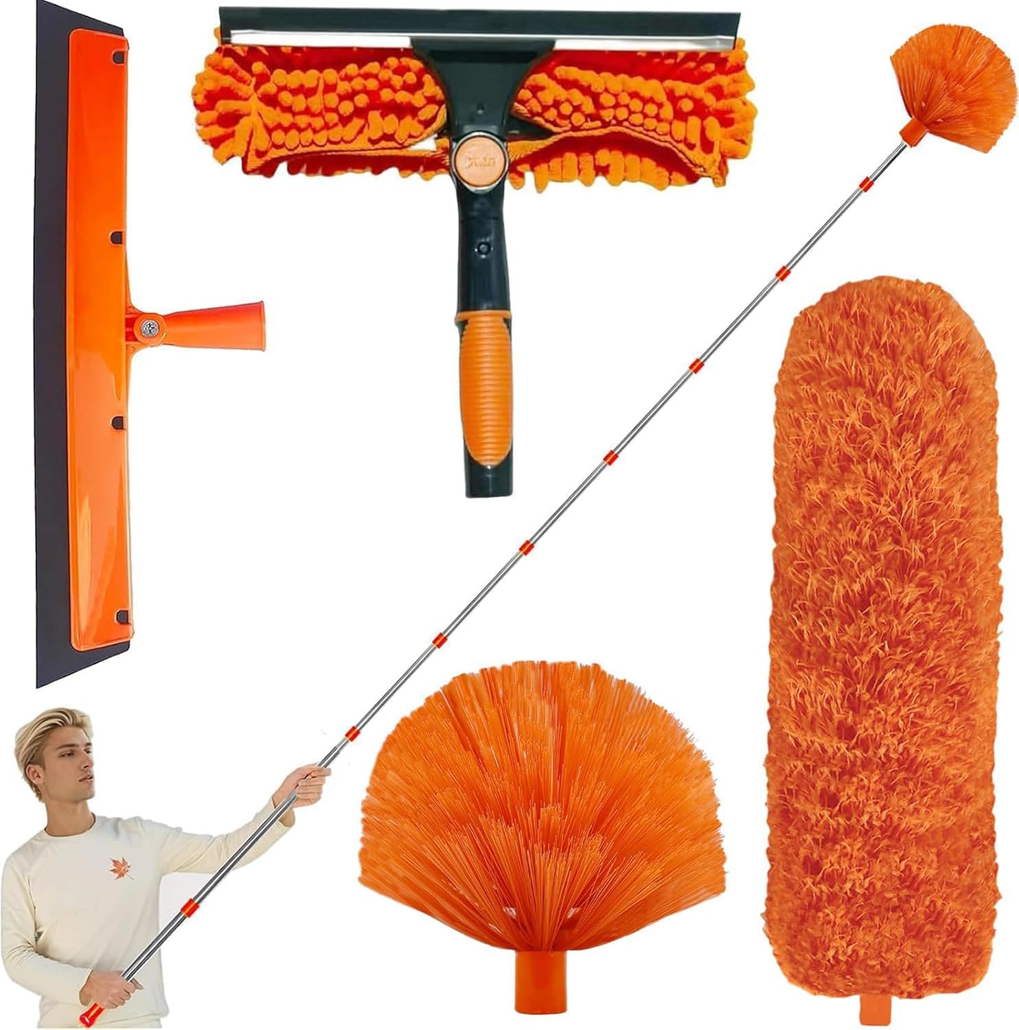 6m Teleskop-staubwedel-set Mit 1,5-4,9m Verlängerung, Zur Reinigung Von Decken, Fenstern, Dächern Und Spinnweben