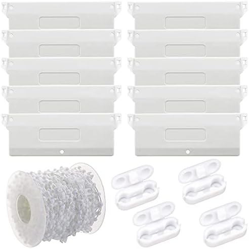 Lamellenvorhang Beschwerungsplatten 10 Pcs Lamellenvorhang Ersatzteile 127mm Mit 10m Kette Rollokette + 4 Kettenverbinder Für Vertikaljalousie Gewichten Lamellen Vorhang Tür Fenster Zubehör Weiß