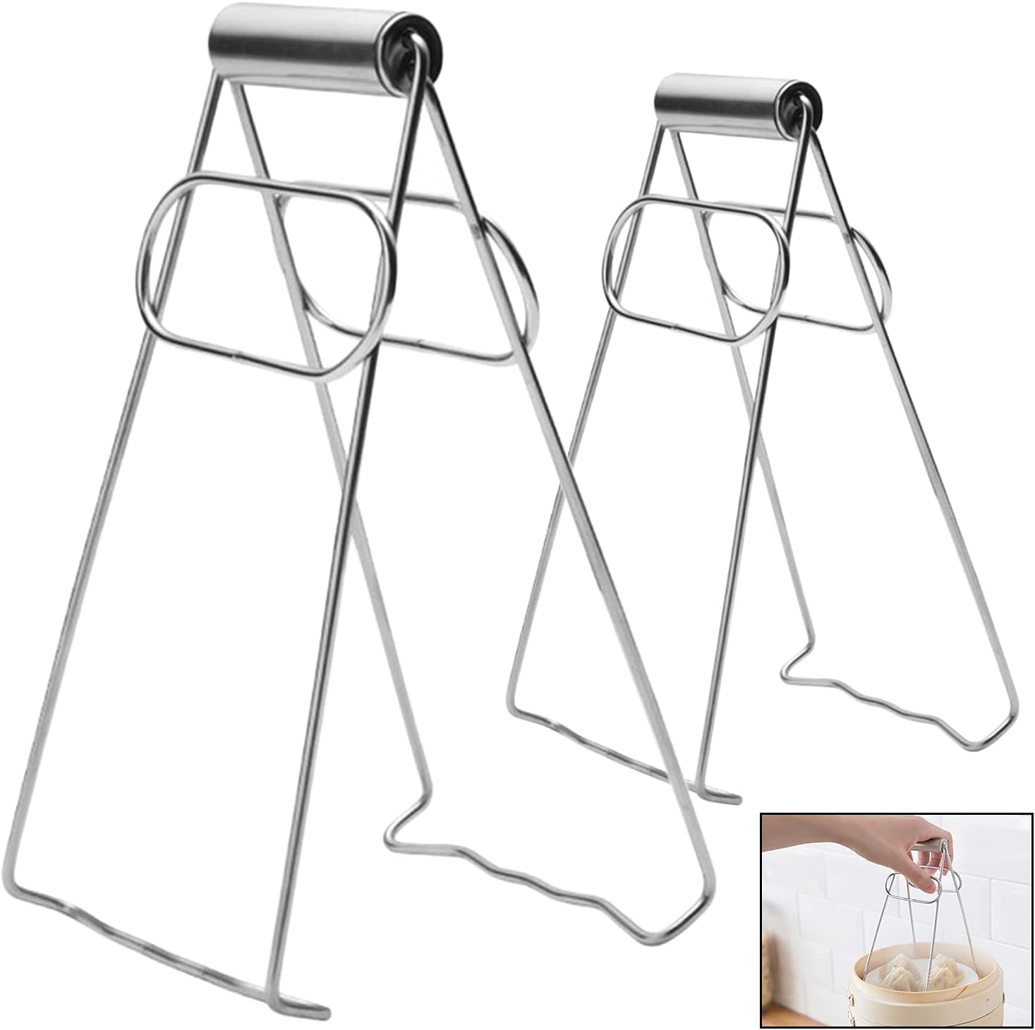 2 Stücke Edelstahl Plate Gripper Anti-hot Pot Clip Anti-hot Pfanne Clip Hot Dish Gripper Clip Retriever Zangen Schüssel Clamp Verbrühschutzclip Anti-hot Clip Set Für Steam Hot Crab Oven Tragbar