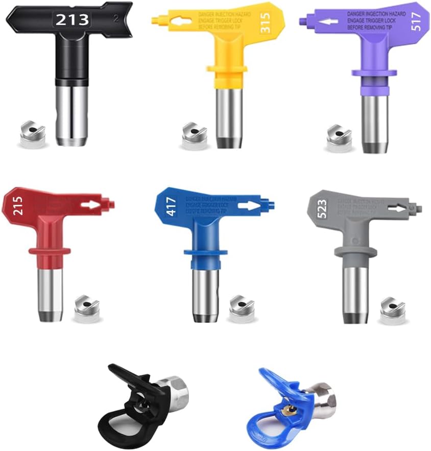Airless-farbspritzpistolen-düsen-set. Sprühspitzen Für Airless-sprüher, Wendbare Airless-farbsprühdüsenspitzen, 6 Stück Mit 2 Düsensitzen. (8 Stück)