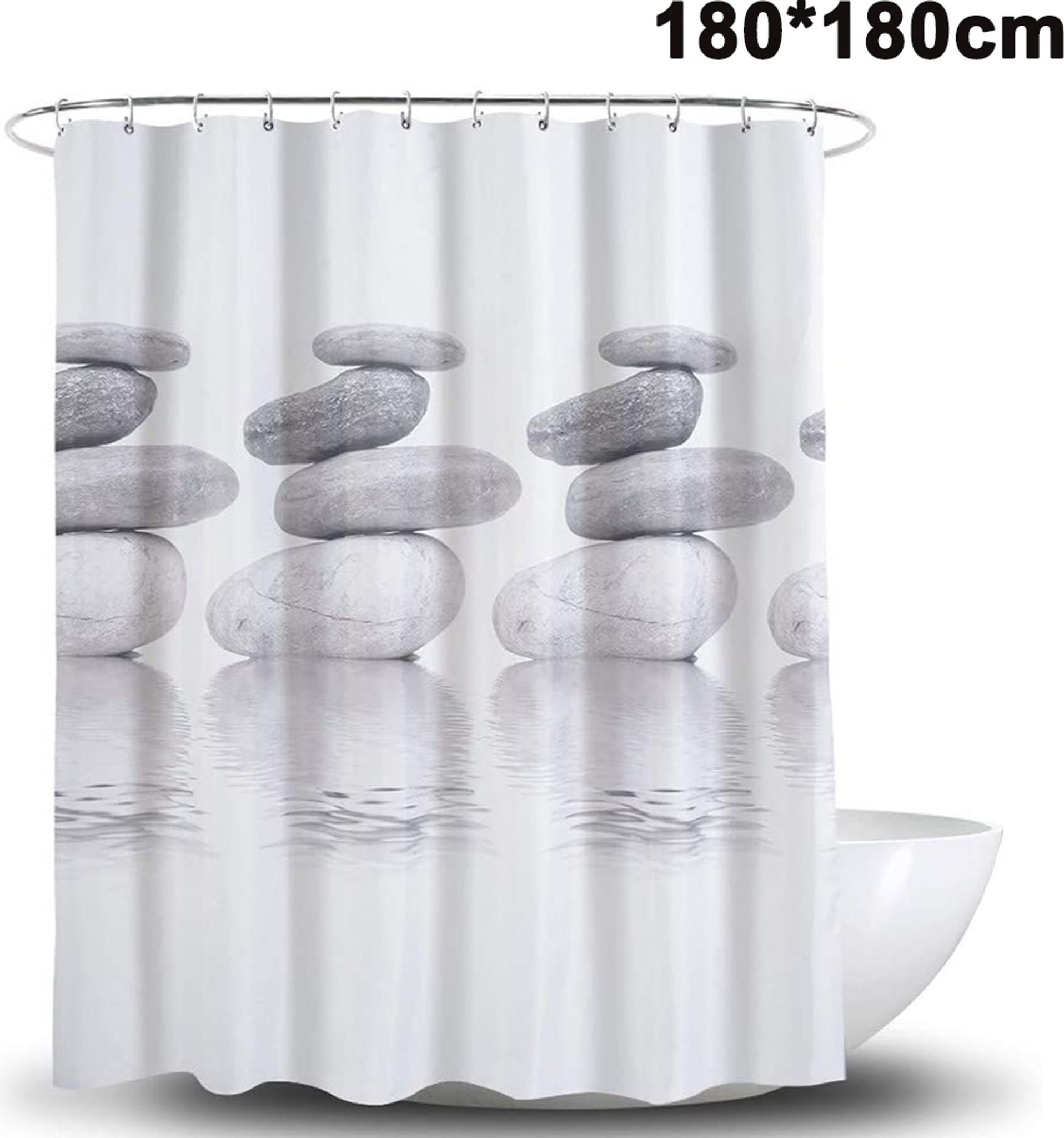 Duschvorhang 180x180 Textil Grau Pebble Schimmelresistenter Und Wasserabweisend Shower Curtain Mit 12 Duschvorhangringen