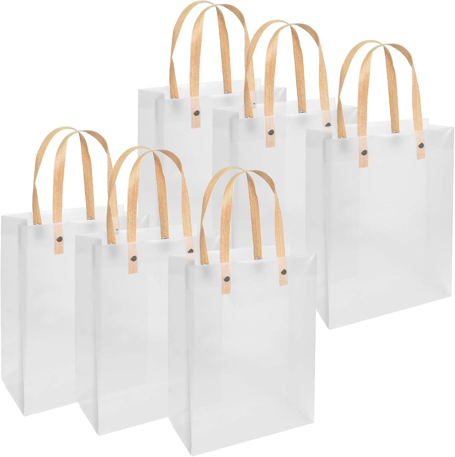 6 Stücke Geschenktaschen Transparent Bodenbeutel Mit Henkel Wiederverwendbar Tragetaschen Verpackungsbeutel Für Einkaufen Geschenke Lebensmittel Geburtstag Hochzeit Ostern Party